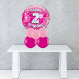 Age 2 Pink Holographic Foil Balloon Centrepiece