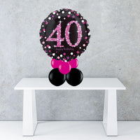 Age 40 Black & Pink Foil Balloon Centrepiece