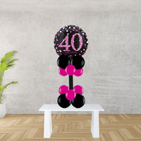 Age 40 Black And Pink Foil Balloon Display