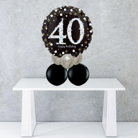 Age 40 Black And Silver Foil Balloon Centrepiece