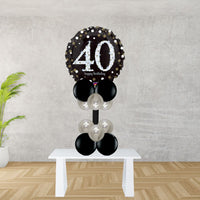 Age 40 Black And Silver Foil Balloon Display