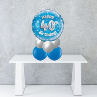 Age 40 Blue Holographic Foil Balloon Centrepiece