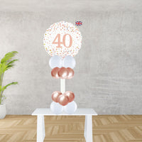Age 40 Rose Gold & White Fizz Foil Balloon Display
