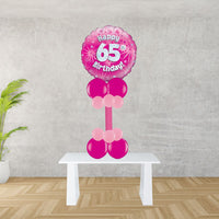 Age 65 Pink Holographic Foil Balloon Display