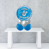 Age 6 Blue Holographic Foil Balloon Centrepiece