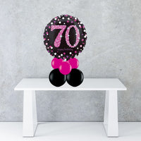Age 70 Black & Pink Foil Balloon Centrepiece