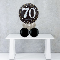 Age 70 Black And Silver Foil Balloon Centrepiece