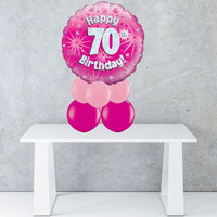 Age 70 Pink Holographic Foil Balloon Centrepiece