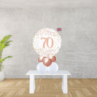 Age 70 Rose Gold And White Foil Balloon Centrepiece