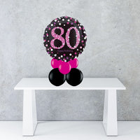 Age 80 Black & Pink Foil Balloon Centrepiece