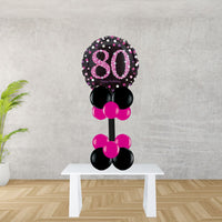 Age 80 Black And Pink Foil Balloon Display