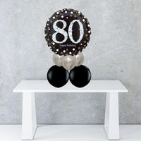 Age 80 Black And Silver Foil Balloon Centrepiece