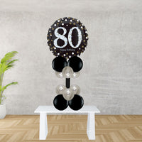 Age 80 Black And Silver Foil Balloon Display