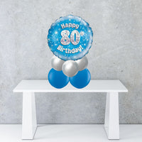 Age 80 Blue Holographic Foil Balloon Centrepiece