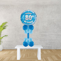 Age 80 Blue Holographic Foil Balloon Display