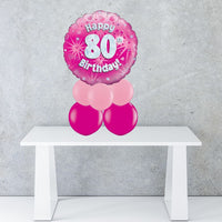 Age 80 Pink Holographic Foil Balloon Centrepiece