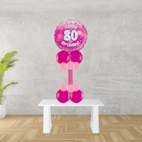 Age 80 Pink Holographic Foil Balloon Display