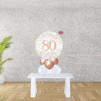 Age 80 Rose Gold And White Foil Balloon Centrepiece