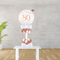 Age 80 Rose Gold Fizz Foil Balloon Display