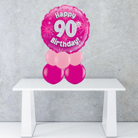 Age 90 Pink Holographic Foil Balloon Centrepiece