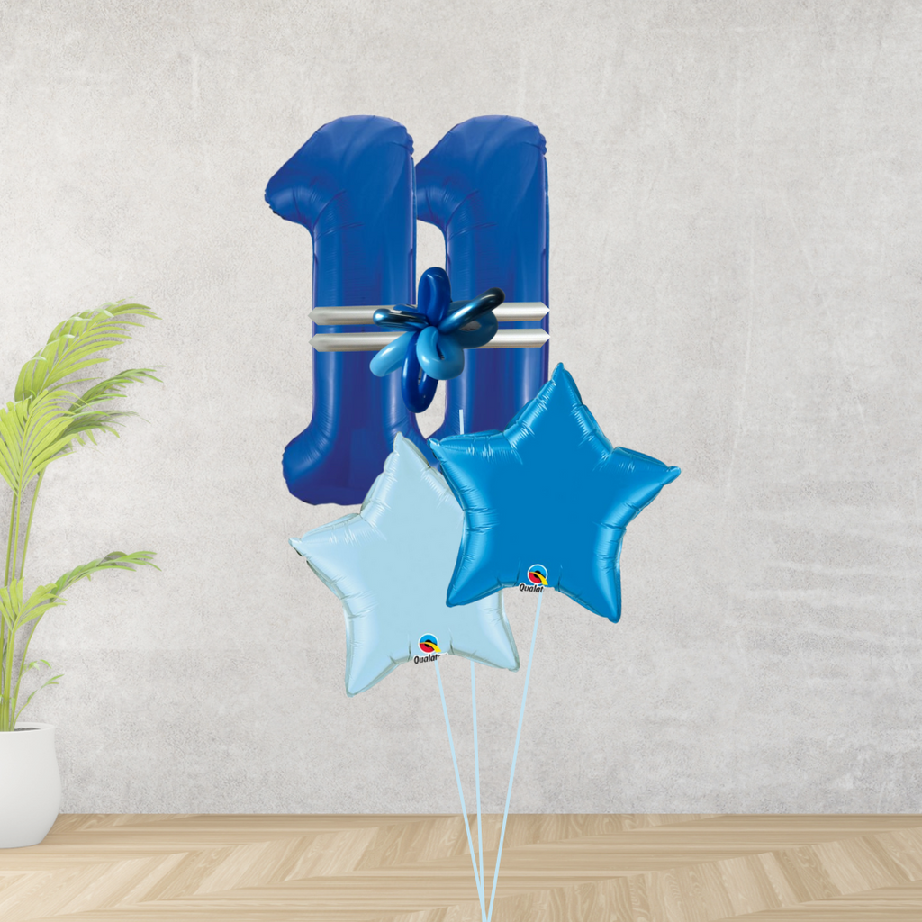 Age 11 Large Blue Double Number Display