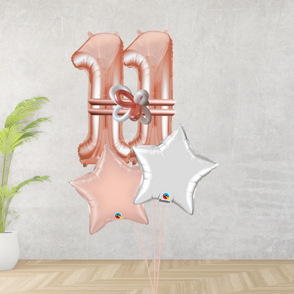 Age 11 Large Rose Gold Double Number Display