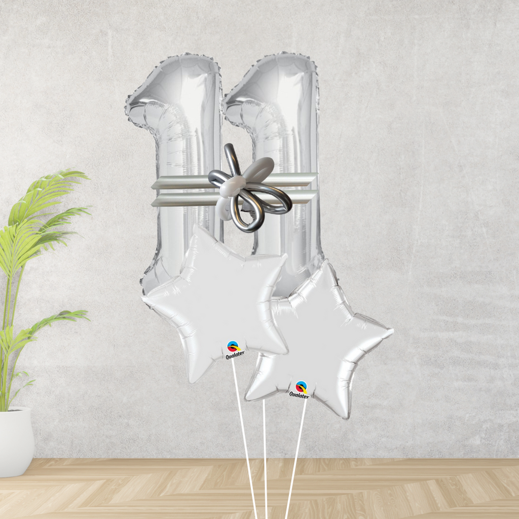 Age 11 Large Silver Double Number Display