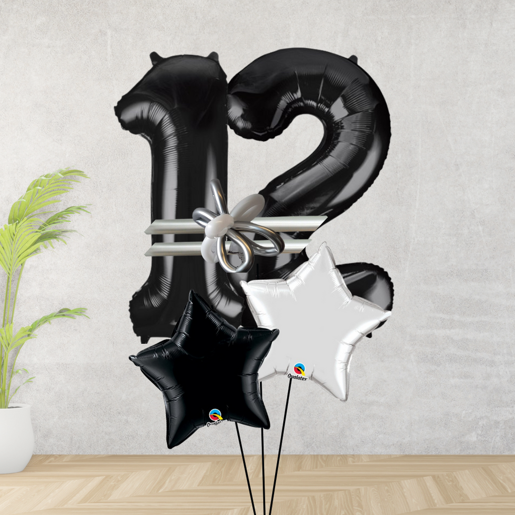 Age 12 Large Black Double Number Display