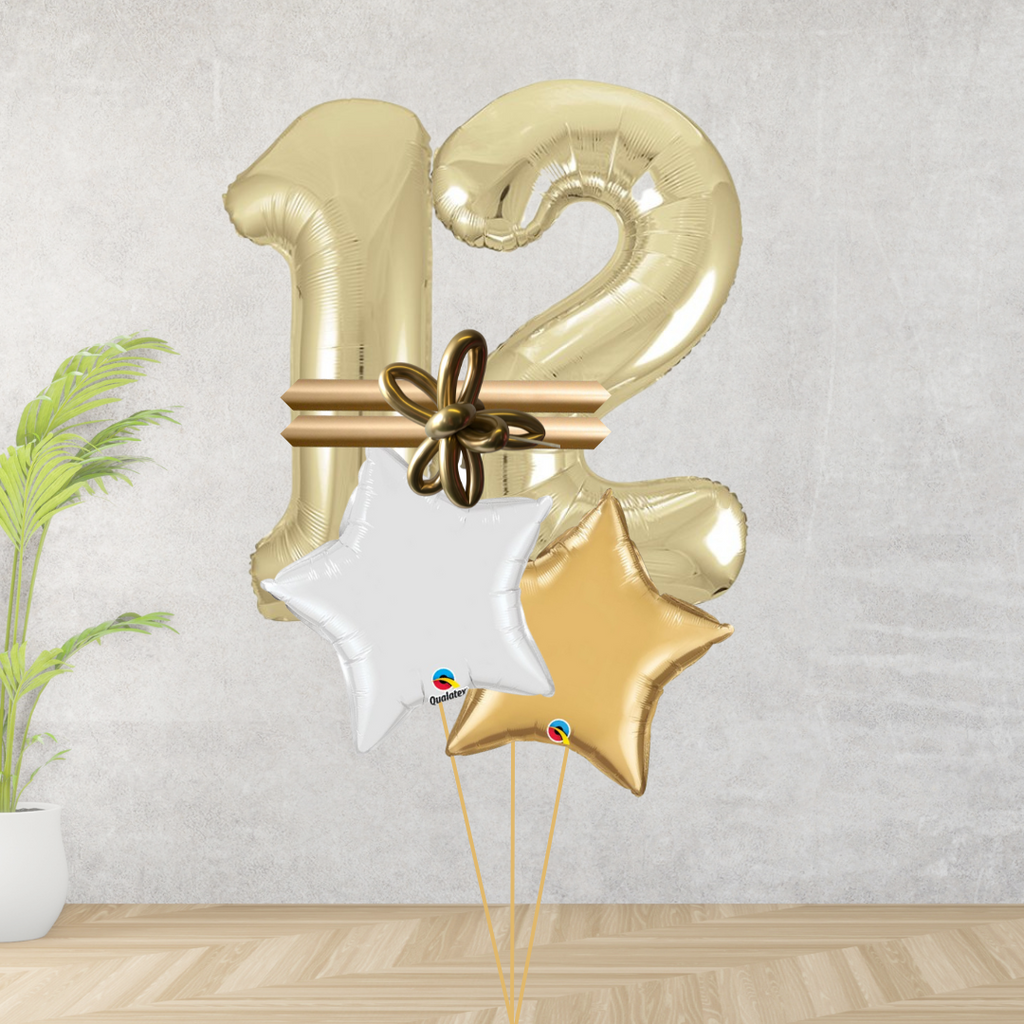 Age 12 Large Gold Double Number Display