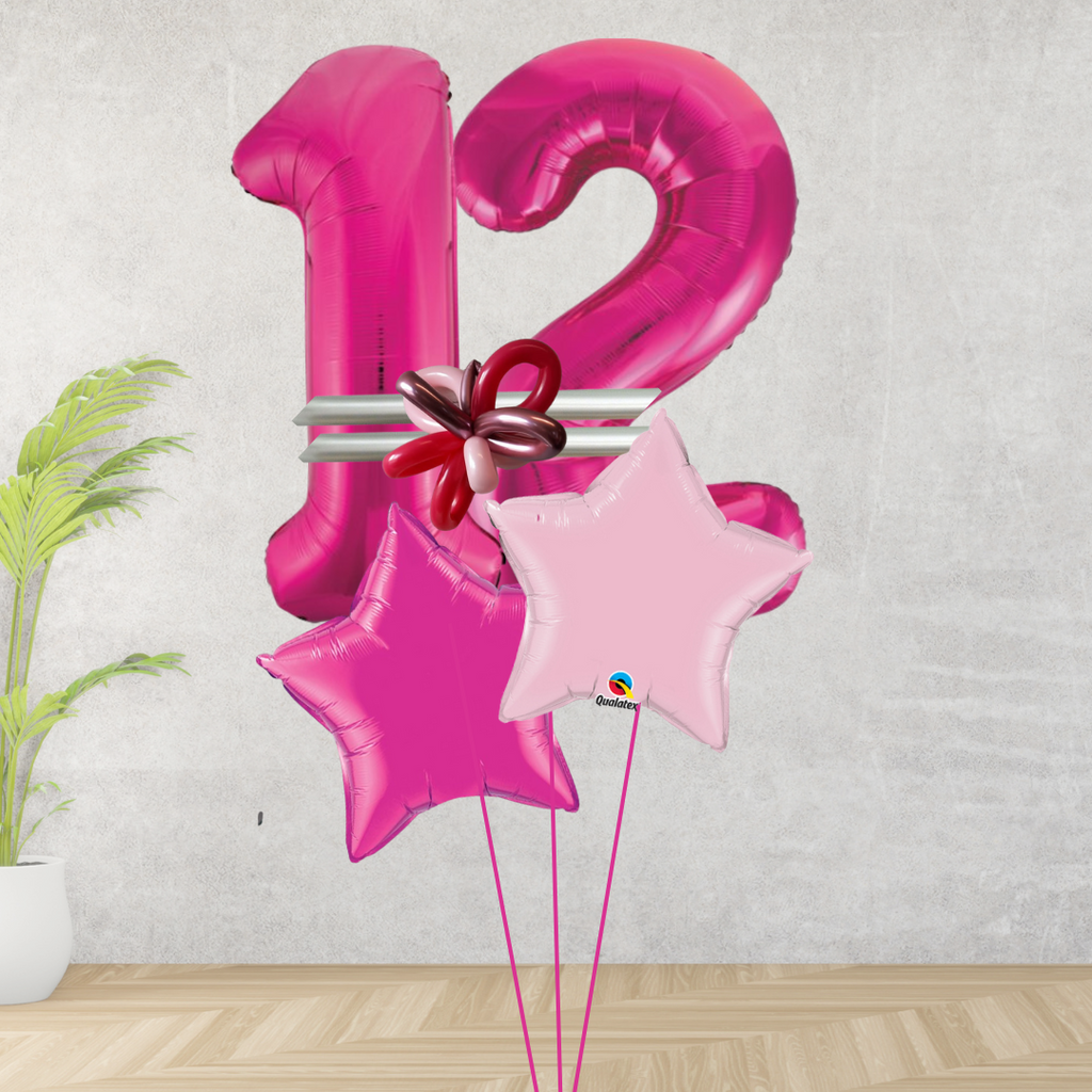 Age 12 Large Pink Double Number Display