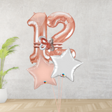 Age 12 Large Rose Gold Double Number Display