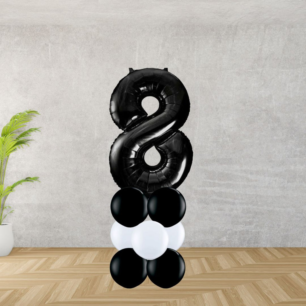 Black Number 8 Balloon Stack