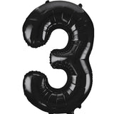 Large Black Number 3 Balloon By Unique