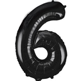 Large Black Number 6 Balloon By Unique