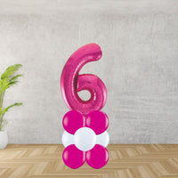 Hot pink Number 6 Balloon Stack