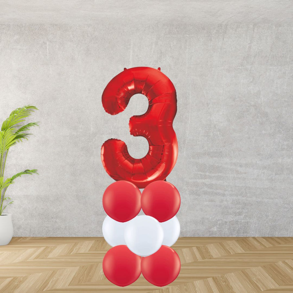 Red Number 3 Balloon Stack