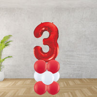 Red Number 3 Balloon Stack