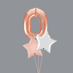 Large Rose Gold Number 0 Bouquet