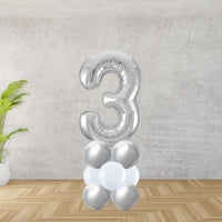 Silver Number 3 Balloon Stack