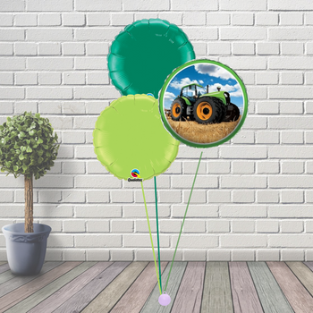 Green Tractor Balloon Cluster