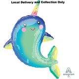 39" Happy Narwhal Supershape Foil Balloon
