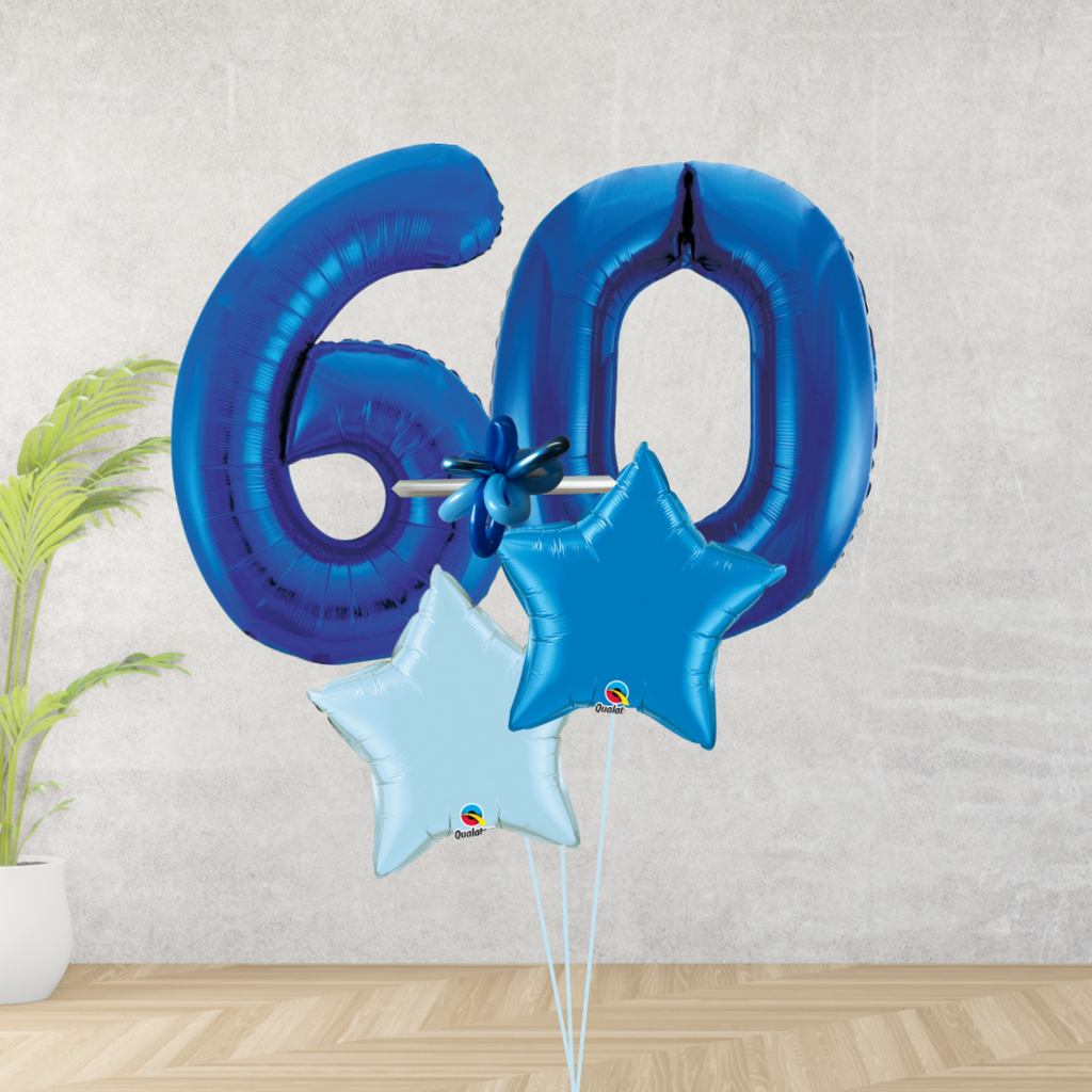 Age 60 Blue Double Number Display