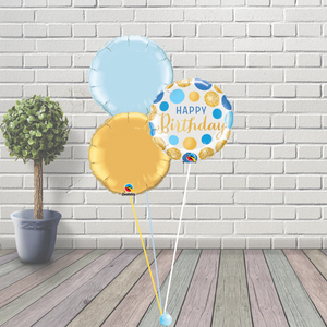 Birthday Blue & Gold Dots Balloon Cluster