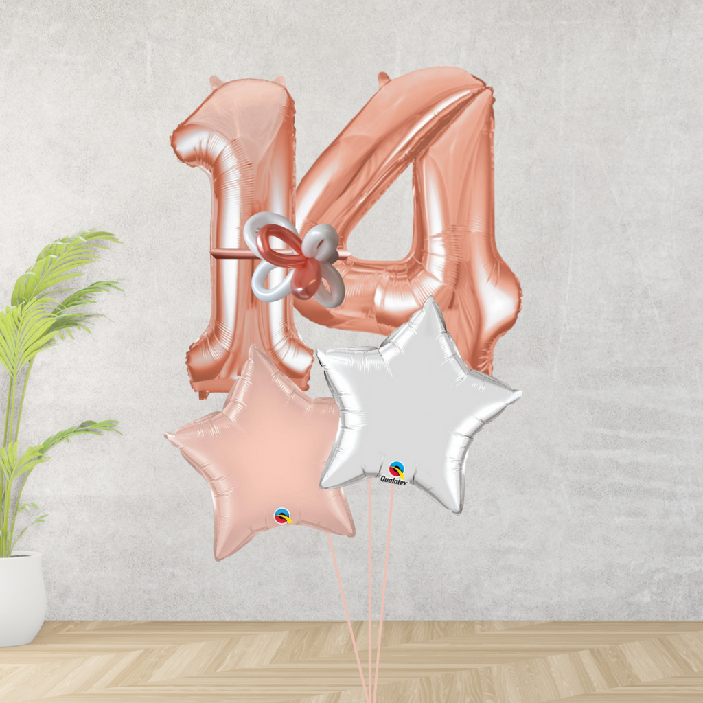 Age 14 Large Rose Gold Double Number Display