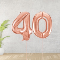 Rose Gold Age 40 Number Balloons