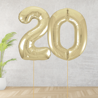 Large Gold Age 20 Number Balloons
