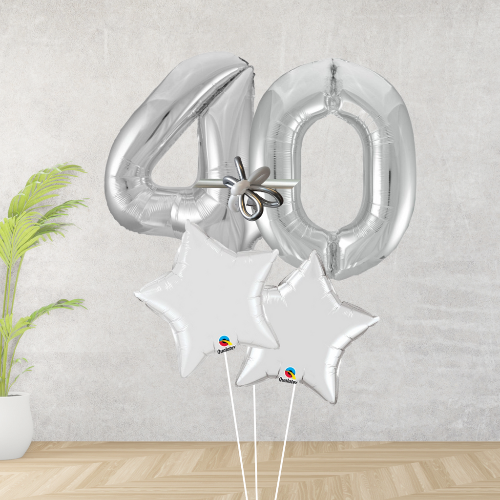 Age 40 Large Silver Double Number Display