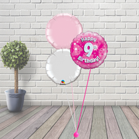 9th Birthday Pink Balloon Cluster