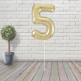Large White Gold Number 5 Balloon