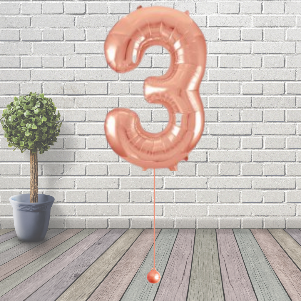 Large Rose Gold Number 3 Balloon